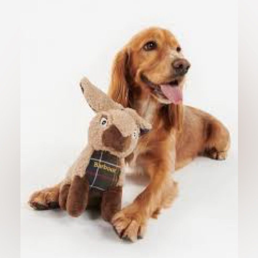 Barbour Dog Toy Rabbit Plaid Stuffed Logo Squeaker Dog Toy 🐾Best Friend - Picture 3 of 10
